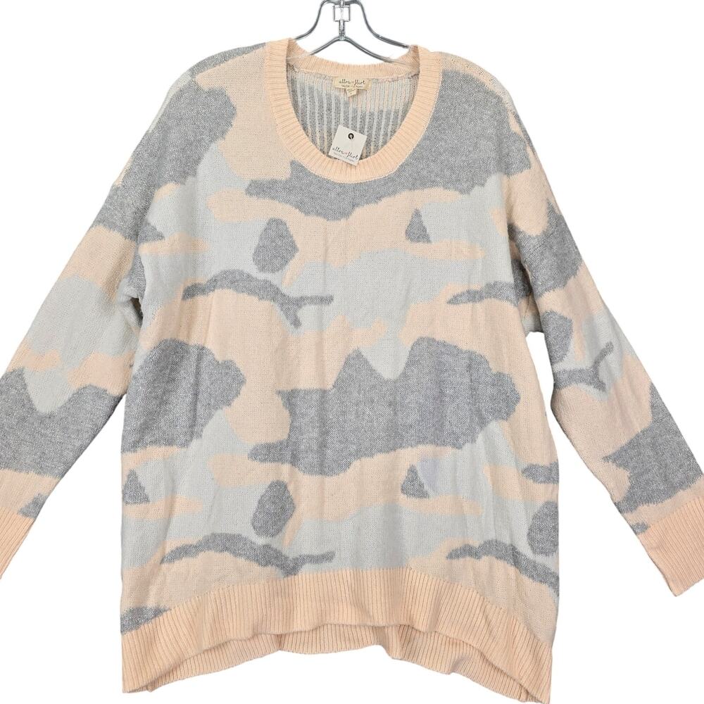 Ultra Flirt Orange Camo Sweater NEW Stretch Metallic Knit Long Sleeves Women's L